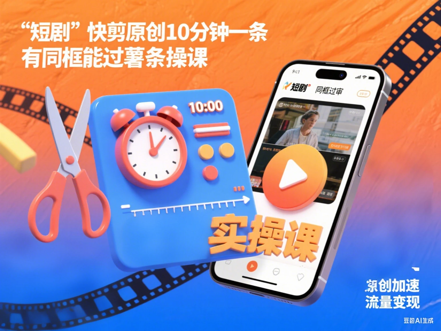 短剧 快剪原创10分钟一条 有同框能过薯条实操课-七量思维