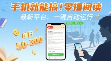 手机就能搞！零撸阅读挂G，最新平台，一键自动运行，随时随地挣，单日50-3张+【揭秘】-七量思维