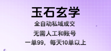 玉石玄学全自动私域成交，一单99每天十单以上，无需人工和矩阵账号，蓝海项目直接干【揭秘】-七量思维