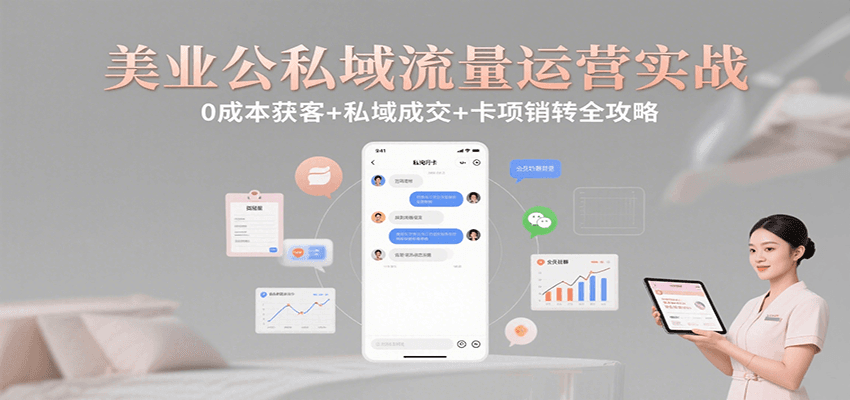 美业公私域流量运营实战：0成本获客+私域成交+卡项销转全攻略-七量思维
