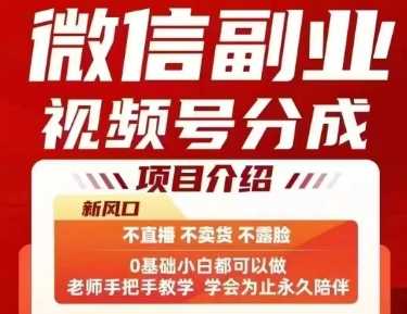 微信副业视频号分成，不直播 不卖货 不露脸，三五分钟即可完成一条作，每日收益几十、几张不等-七量思维