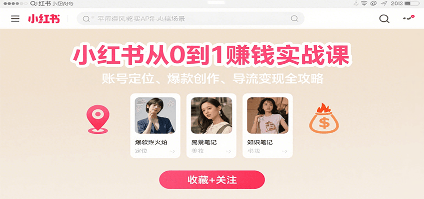 小红书从0到1赚钱实战课：账号定位、 爆款创作 、导流变现全攻略-七量思维