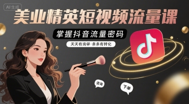 美业精英短视频流量课，掌握抖音流量密码，天天有询单，条条有转化-七量思维