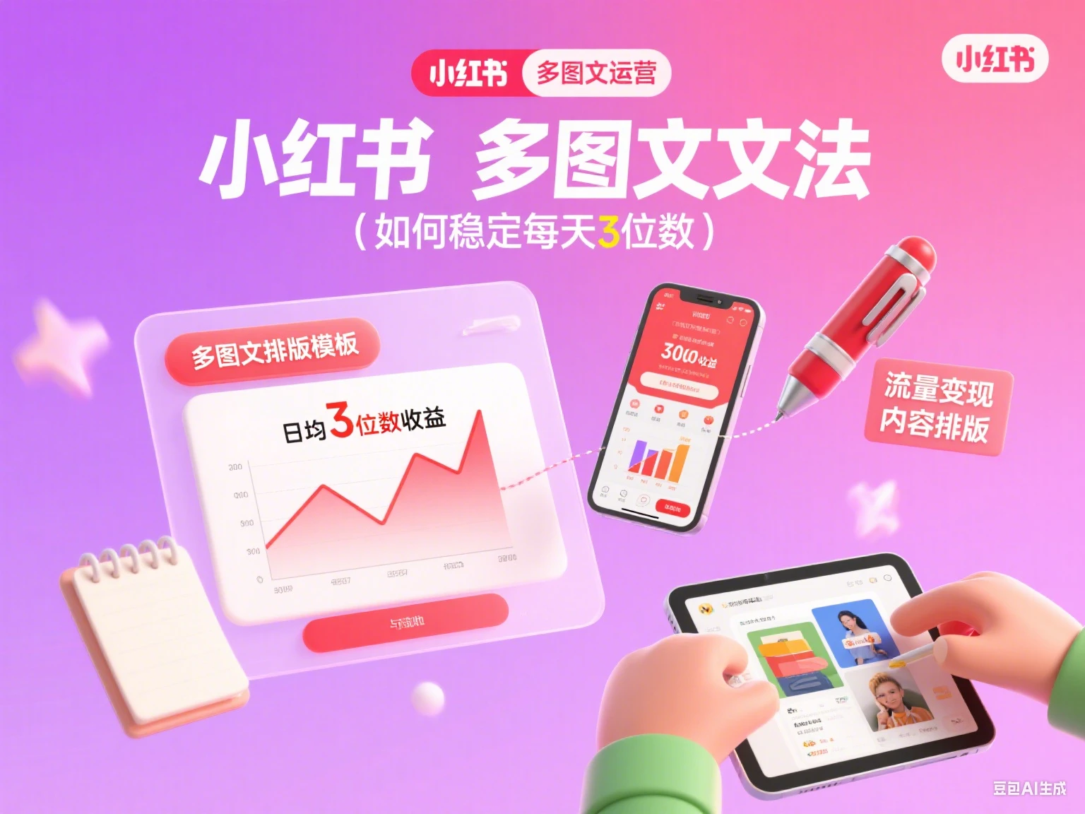小红书 多图文文法（如何稳定每天3位数）-七量思维