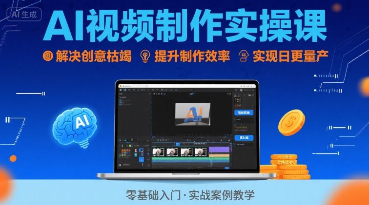Ai视频制作实操课，解决创意枯竭、效率低下痛点，实现日更量产可持续变现-七量思维