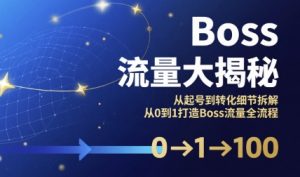 Boss流量大揭秘,从起号到转化细节拆解,从0到1打造Boss流量全流程-七量思维