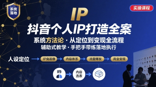 抖音个人IP系统落地实操大课，实操课程，辅助落地-七量思维