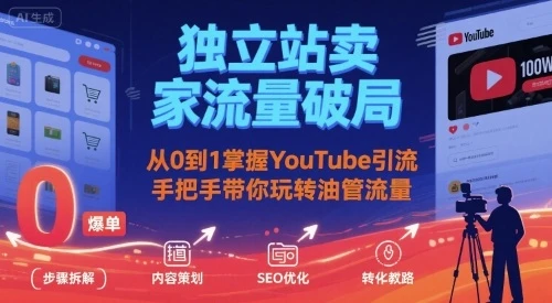 【精】独立站卖家流量破局：从0到1掌握YouTube引流，手把手带你玩转油管流量-七量思维