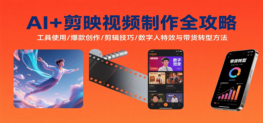 AI+剪映视频制作全攻略：工具使用/爆款创作/剪辑技巧/数字人特效与带货转型方法-七量思维