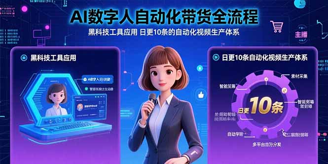AI数字人自动化带货全流程：黑科技工具应用 日更10条的自动化视频生产体系-七量思维