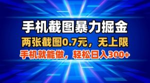 手机截图暴力掘金,两张截图0.7米,一部手机就能做,轻松日入3张+【揭秘】-七量思维