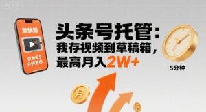 【头条号托管 】我存视频到草稿箱,你每天5分钟发布,最高月入2W+【揭秘】-七量思维