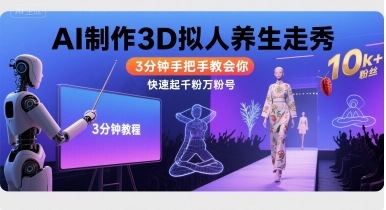 Ai制作3D拟人养生走秀，3分钟手把手教会你，快速起千粉万粉号-七量思维