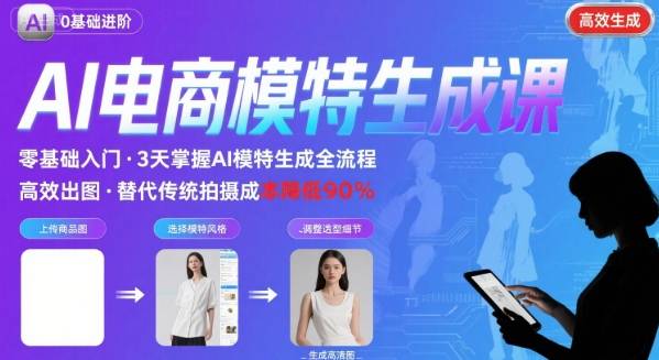 AI模特进阶课程，0基础高效生成逼真电商模特图-七量思维