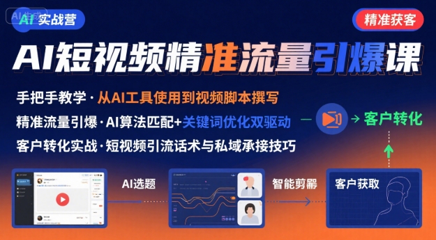AI+短视频引爆精准客户实战营，手把手教你引爆Ai短视频精准流量-七量思维