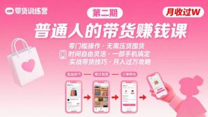 小红书带货第二期训练营,普通人月收过W的带货课,时间自由,零门槛无压货,一部手机即可操作-七量思维