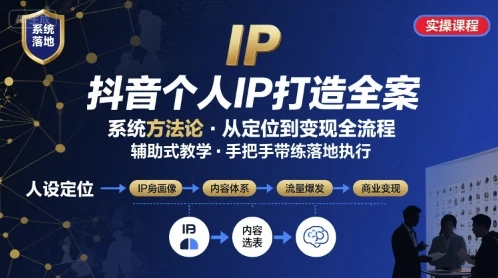 【精】抖音个人IP系统落地实操大课，实操课程，辅助落地-七量思维