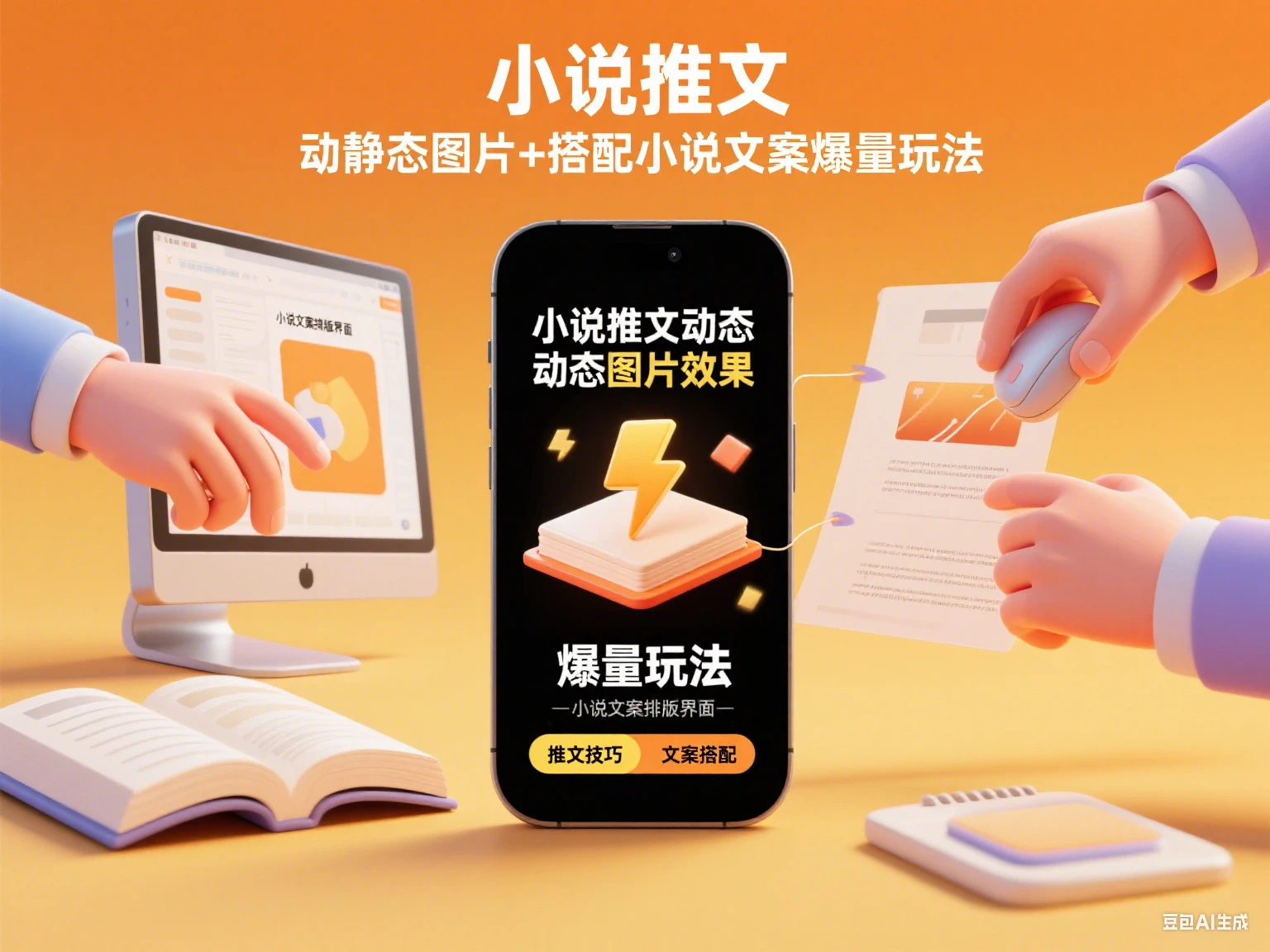 小说推文 动静态图片+搭配小说文案爆量玩法-七量思维