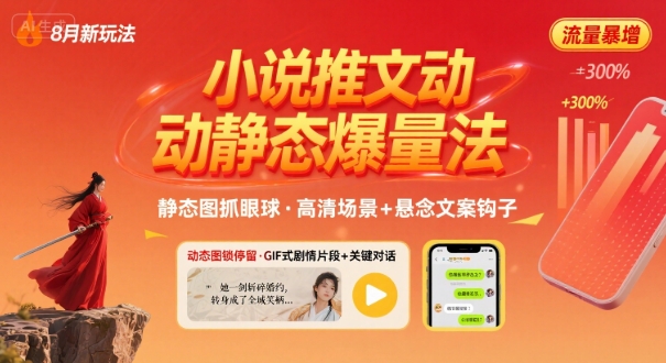 8月小说推文全新玩法，动静态图片+搭配小说文案爆量玩法-七量思维