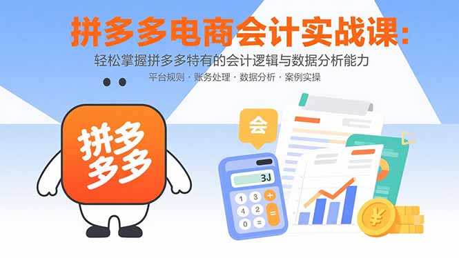 拼多多电商会计实战课：轻松掌握拼多多特有的会计逻辑与数据分析能力-七量思维