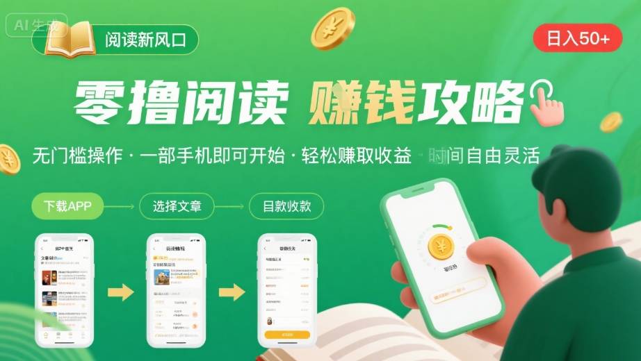 零撸阅读新风口，无门槛轻松挣，一部手机，日入 50-3张【揭秘】-七量思维