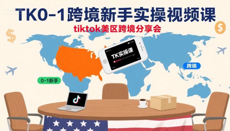 【精】TK0-1跨境新手实操视频课，tiktok美区跨境分享会-七量思维