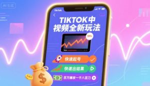 Tiktok中视频全新玩法，快速起号，快速出结果，百万播放一千八百刀-七量思维