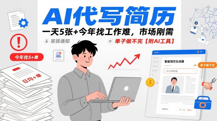 AI代写简历，一天5张+今年找工作难，市场刚需，单子做不完【附AI工具】-七量思维