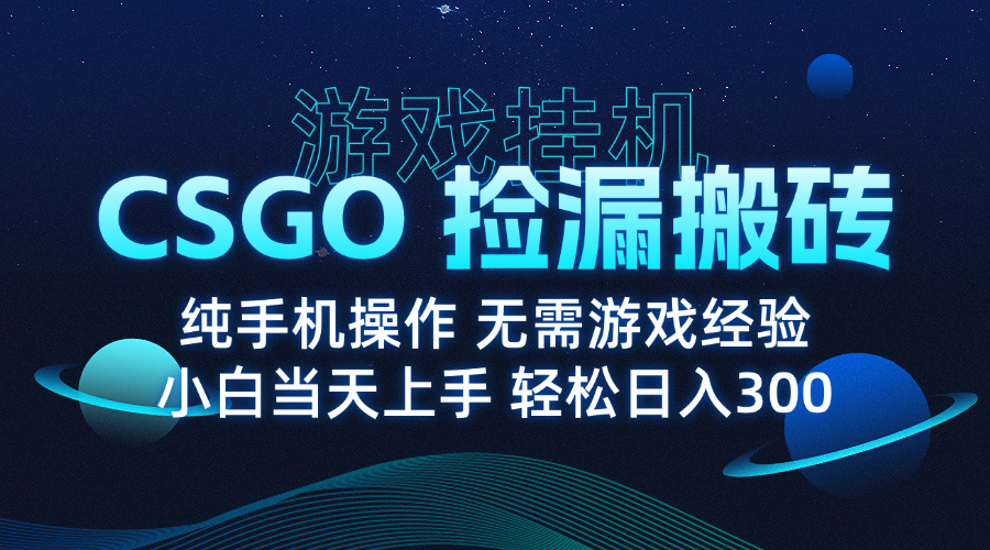 8月最新游戏搬砖，CSGO纯挂机，不需要玩游戏，实现真挂机，月入1W+-七量思维