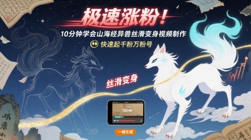 极速涨粉！10分钟学会山海经异兽丝滑变身视频制作，快速起千粉万粉号-七量思维