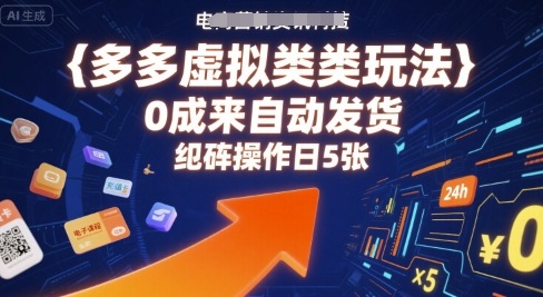 多多虚拟类目玩法，0成本全自动发货，矩阵操作日5张-七量思维