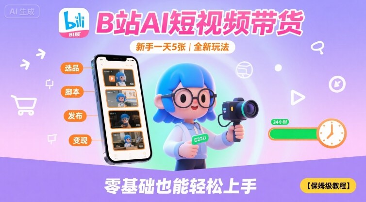B站AI短视频带货，新手一天5张，全新玩法【保姆级教程】-七量思维