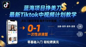 蓝海项目挣美刀，最新Tiktok中视频计划教学，从0-1教你学会海外TK中视频，一次性讲清楚-七量思维