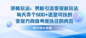 邪修玩法:男粉引流变现新玩法每天弄个5张还是可以的变现方向参考我以往的内容-七量思维