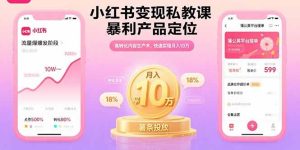 小红书变现私教课，暴利产品定位，高转化内容生产术，快速实现月入10万-七量思维