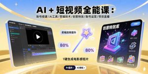 AI+短视频全能课：账号搭建/AI工具/剪辑技术/创意特效/账号运营/带货直播-七量思维