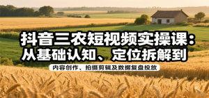 抖音三农短视频实操课：从基础认知、定位拆解到内容创作、拍摄剪辑及数据复盘投放-七量思维