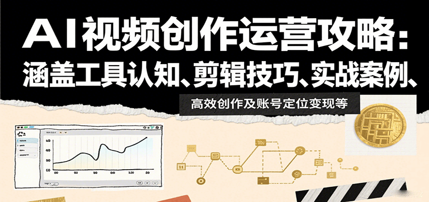 AI视频创作运营攻略：涵盖工具认知、剪辑技巧、实战案例、高效创作及账号定位变现等-七量思维