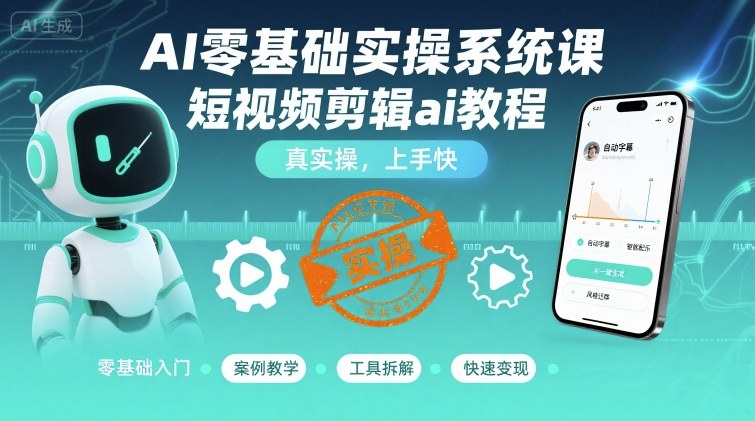 AI零基础实操系统课，短视频剪辑ai教程，真实操，上手快-七量思维