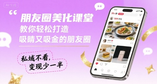朋友圈美化课堂，教你轻松打造，吸睛又吸金的朋友圈，私域不看，变现少一半-七量思维