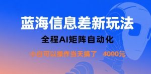 蓝海信息差新玩法，全程AI矩阵自动化小白可以操作当天搞了1k+-七量思维