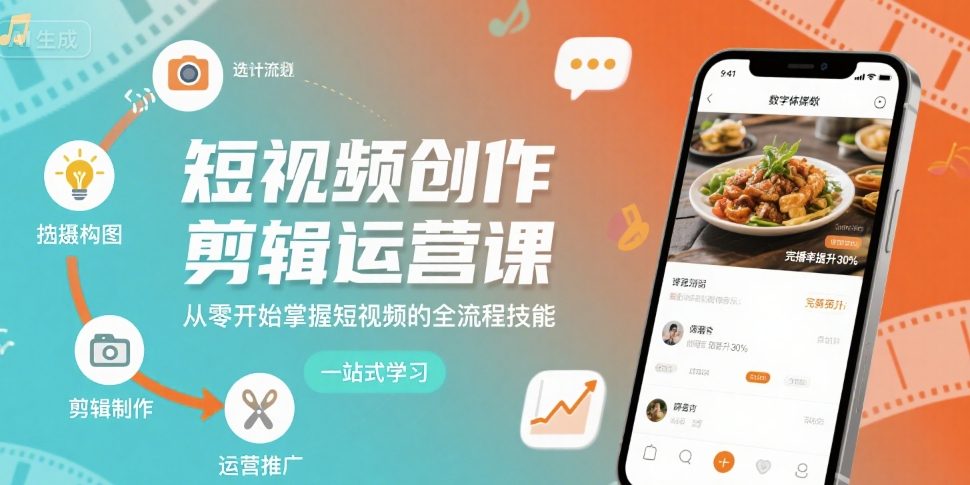 短视频创作剪辑运营课，从零开始掌握短视频的全流程技能-七量思维