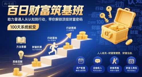 百日财富筑基班，助力普通人从认知到行动，带你解锁顶级财富密码-七量思维