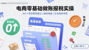 电商零基础做账报税实操快速上手,从0-1学会套账建立,做账准备,企业税务申报-七量思维