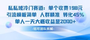 私域冷门赛道单个收费198米引流模板简单人群精准 45%的转化率单人一天大概收益多张-七量思维