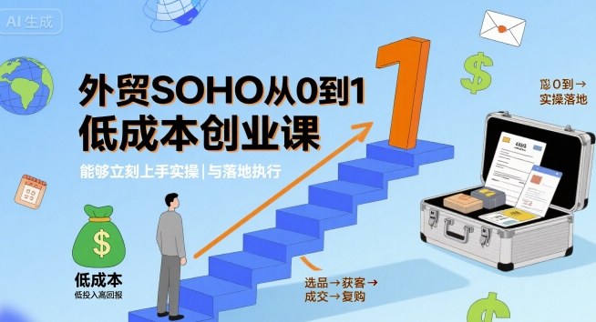 外贸SOHO从0到1低成本创业课，能够立刻上手实操与落地执行-七量思维