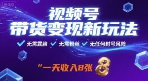 视频号带货变现新玩法，无需露脸，无需粉丝，无任何封号风险，一天收益8张【揭秘】-七量思维