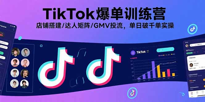 TikTok爆单训练营，店铺搭建/达人矩阵/GMV投流，单日破千单实操-七量思维