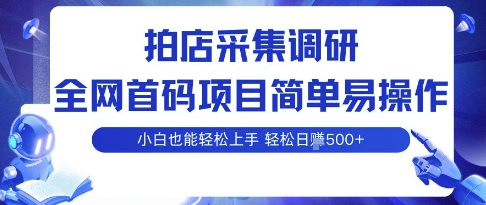 拍店采集调研，全网首码项目，简单易操作， 小白也能轻松上手，多账号操作，轻松日入5张【揭秘】-七量思维