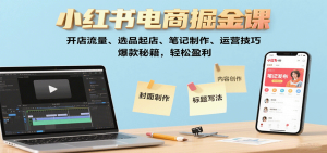 小红书电商掘金课：开店流量、选品起店、笔记制作、运营技巧，爆款秘籍，轻松盈利-七量思维